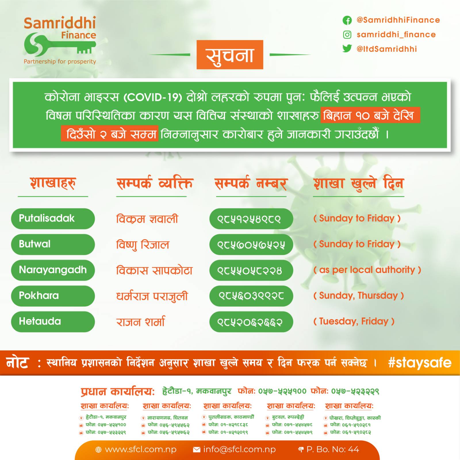 Branch Operation Notice